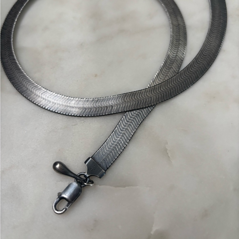 ECCLESIA oxidized sterling silver herringbone chain.